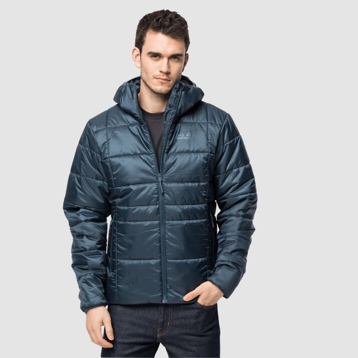 Chamarra Cortavientos Jack Wolfskin Argon Thermic Hombre Grises Azules Mexico-3589176